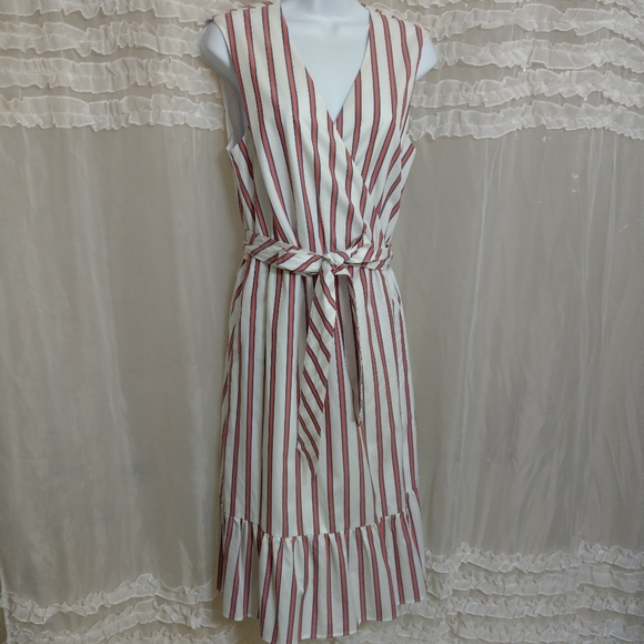 Draper James NWT Stripe Faux Wrap Tank Tie Dress - Picture 3 of 10